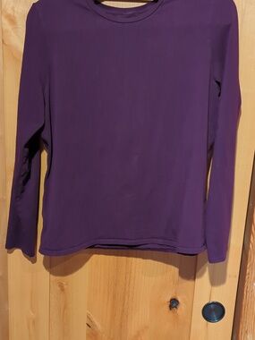 Lululemon Crew Neck Long Sleeve Cotton Shirt Purple Sz 12/14